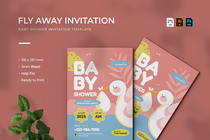 Fly Away - Baby Shower Invitation, a Print Template by VUNIRA