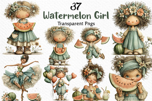 Watermelon Girl Clipart, an Illustration by Craft Nest