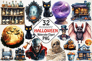 Massive Halloween Watercolor PNG Set, an Illustration by RobertsArt (Thumbnail 1 of 7)