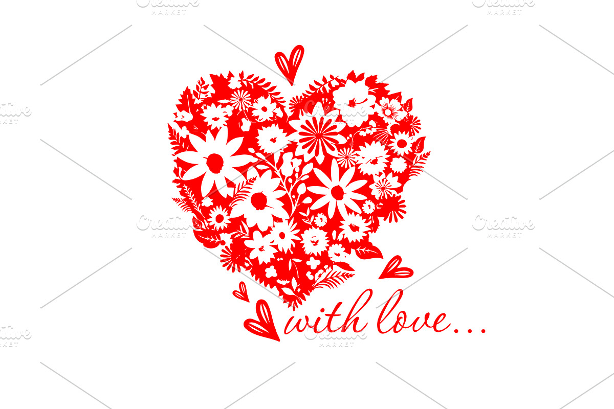 Heart of flowers. Happy Valentine's, an Illustration by Nenahliadava Design