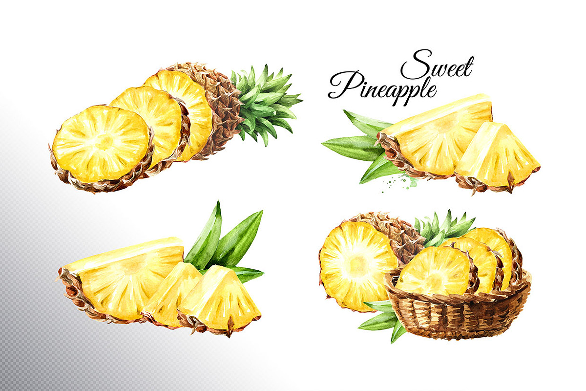 Tropical Pineapple. Hand painted, a Food Illustration by Daria Ustiugova (Photo 3 of 28)