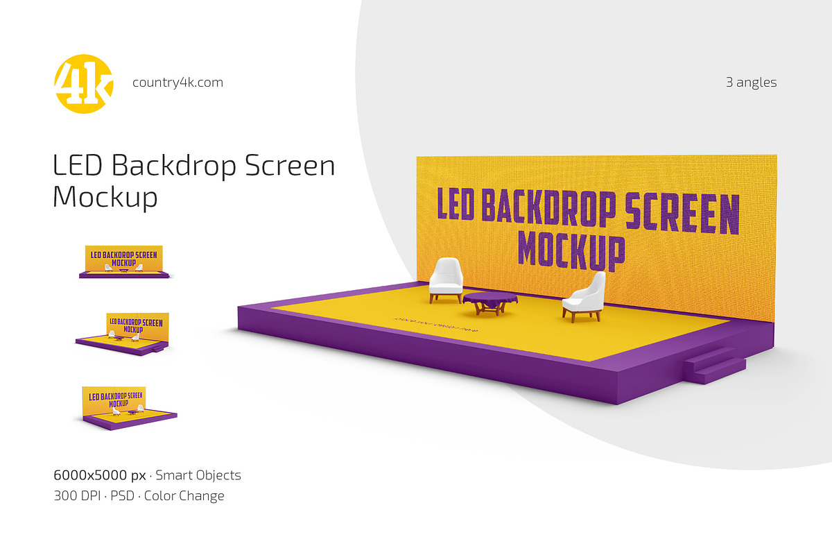 LED Backdrop Screen Mockup Set, an Advertising Mockup by Country4k (Photo 1 of 4)