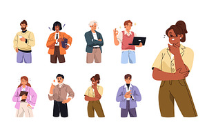Happy business people, workers set, a Person Illustration by PaperTrident