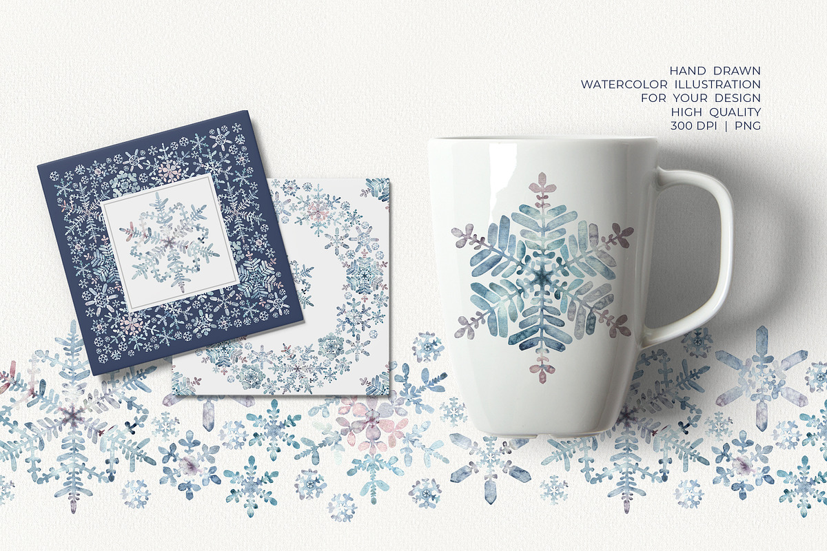 Winter Snowflakes Watercolor, a Seasonal Illustration by YarovaArt (Photo 8 of 17)