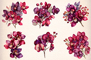 Watercolor Burgundy Orchids Clipart, an Illustration by Digital Artistic99 (Thumbnail 4 of 9)