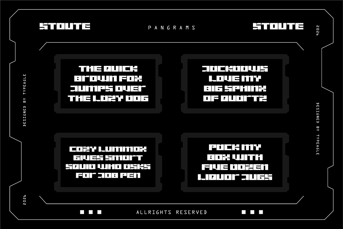 Stoute - Futuristic Display Font, a Sans Serif Font by Typeagle (Photo 4 of 9)