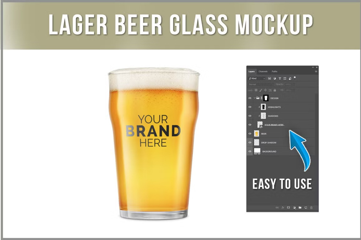 Lager Beer Glass Mockup, a Cups & Container Mockup by Bruno's Shop (Photo 3 of 4)