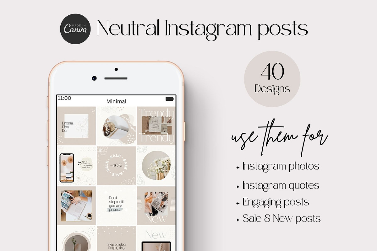 Neutral Instagram templates Canva, a Social Media Template by Yaaas Design (Photo 4 of 8)