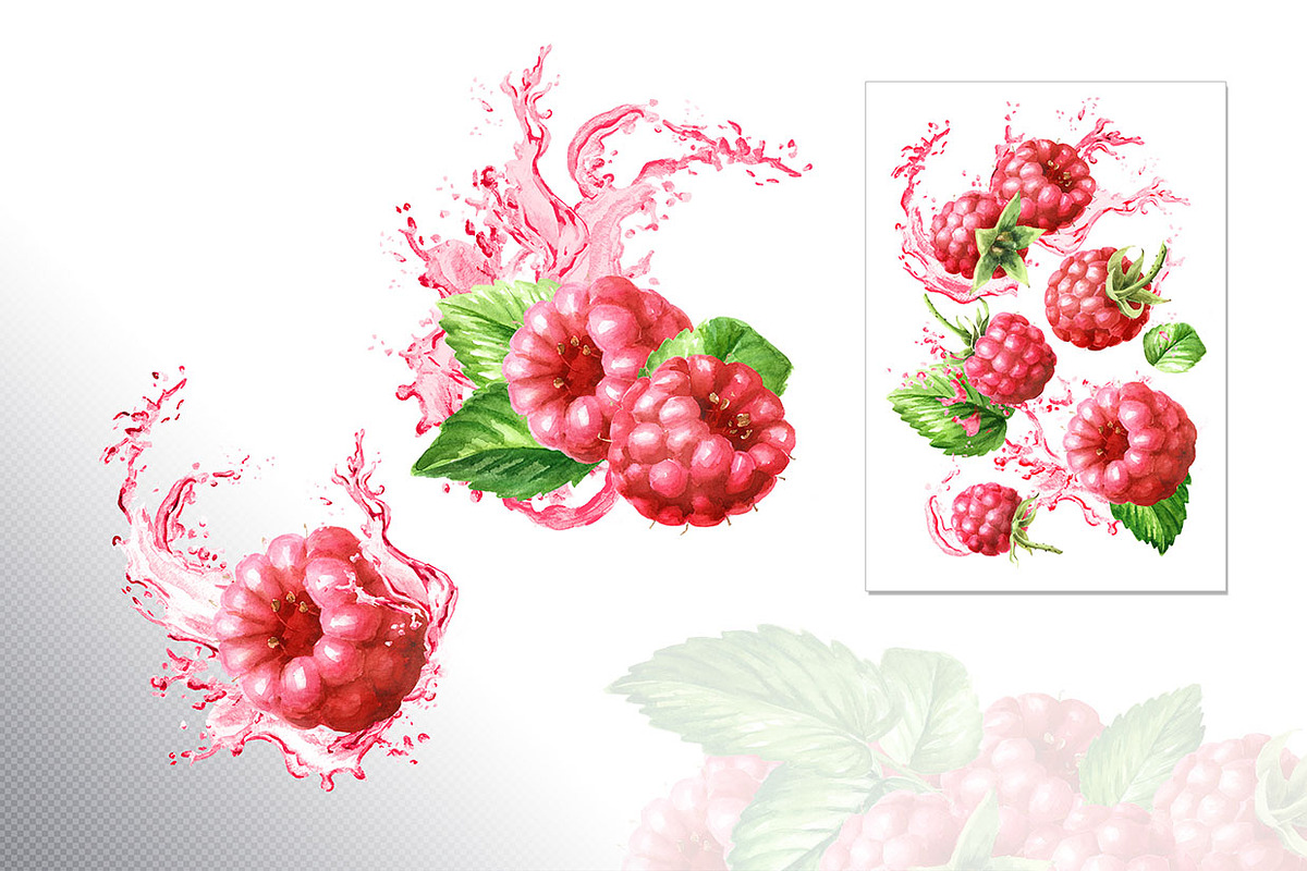 Summer Raspberries. Watercolor set, a Food Illustration by Daria Ustiugova (Photo 17 of 26)