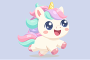Kawaii Baby Unicorn Running Cartoon, an Animal Illustration by Artpon Illustration (Thumbnail 3 of 3)