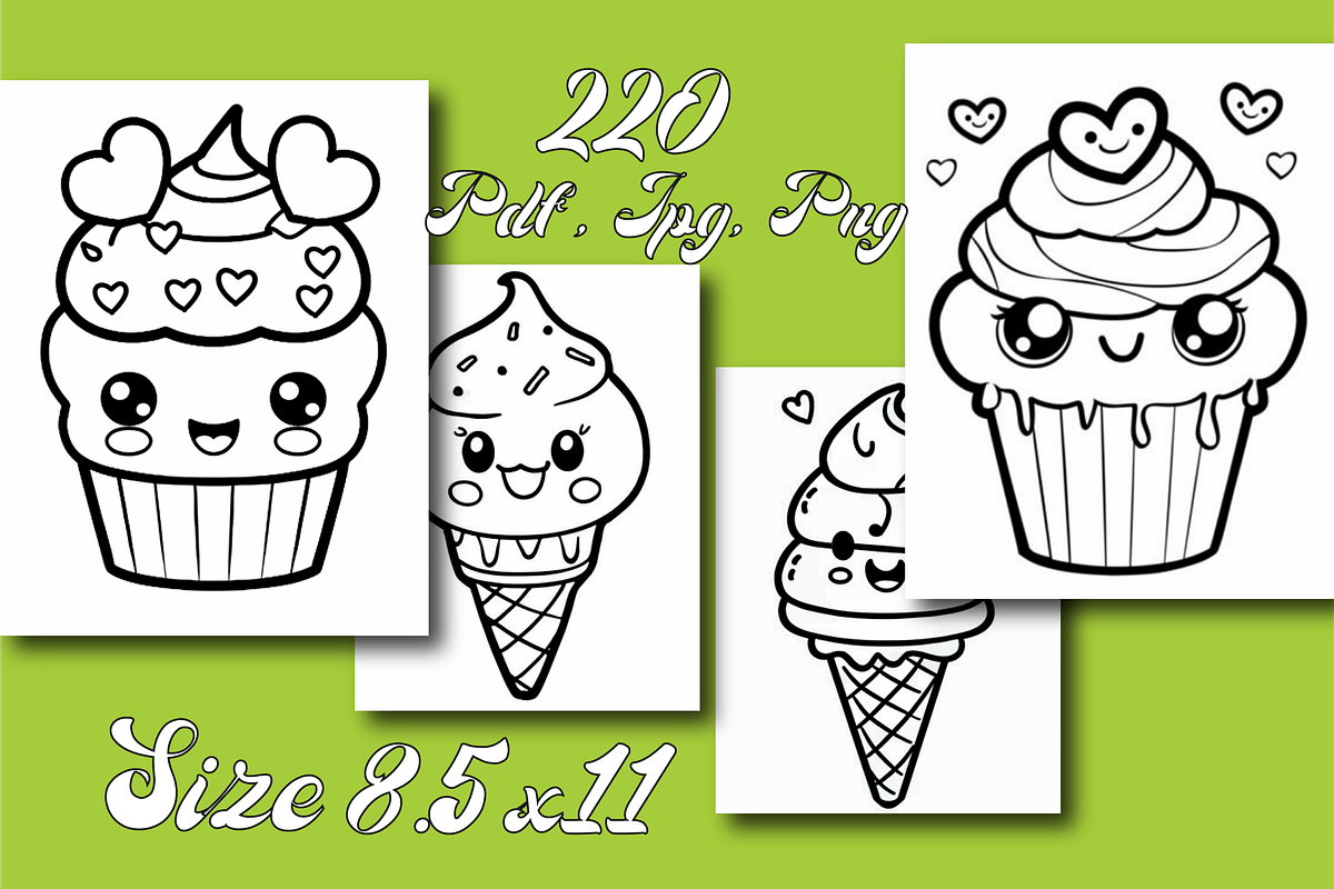 Cute Kawaii Food Coloring Book, an Animal Illustration by Design Zone (Photo 6 of 7)