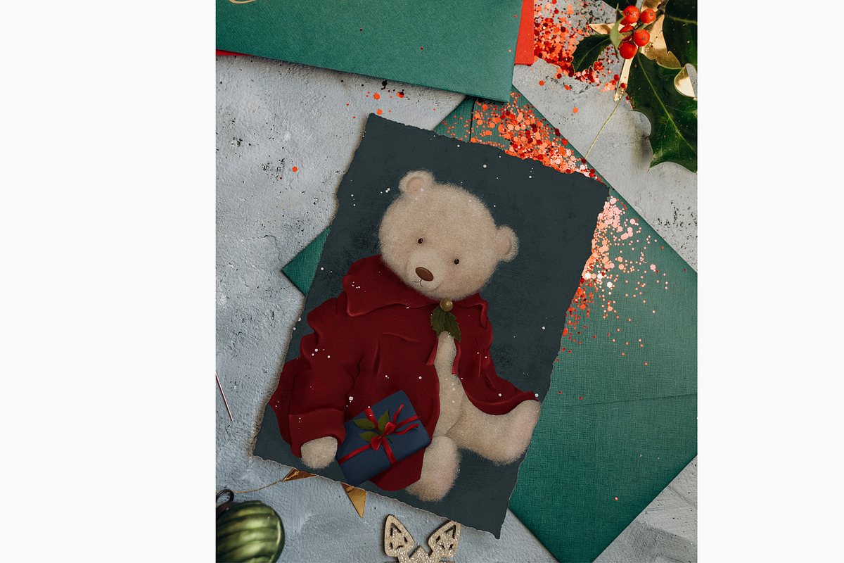 Vintage X-mas Bear clipart, an Animal Illustration by AlenaVlasko stock Market (Photo 5 of 6)