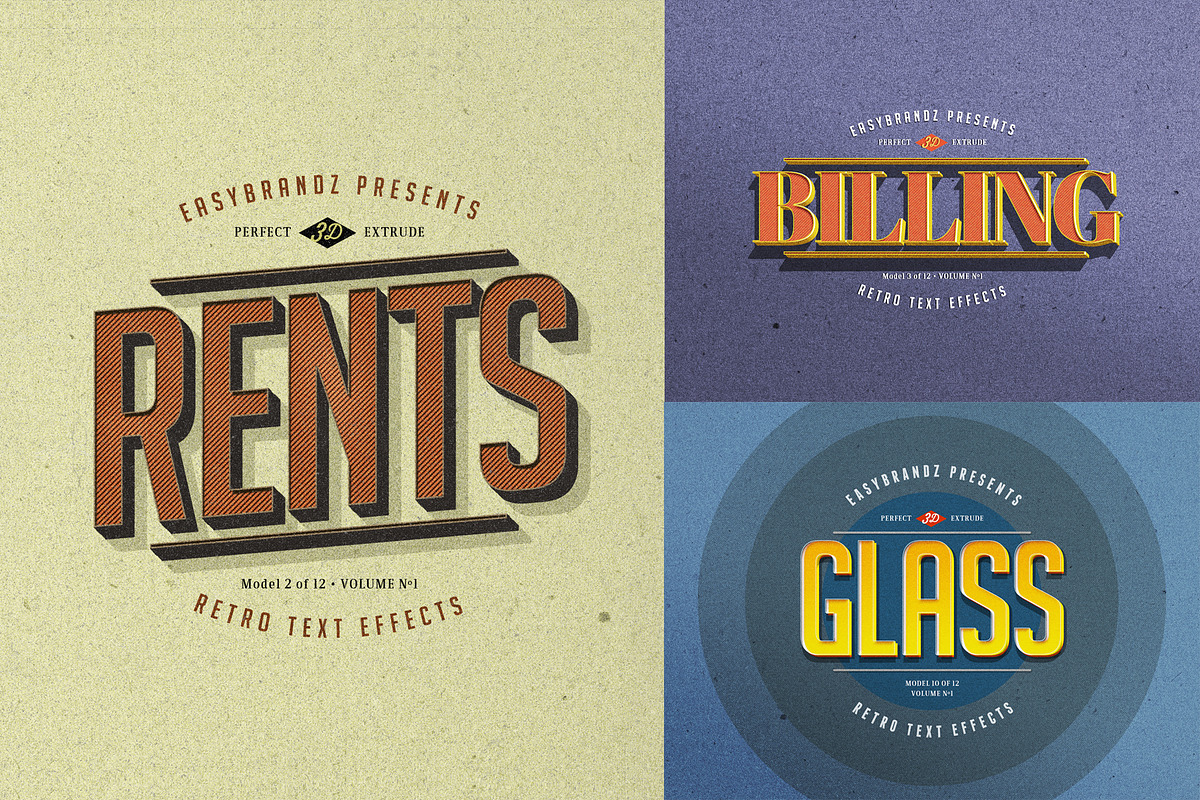 Retro Text Effects V.01, a Brushes & More by Easybrandz (Photo 5 of 5)