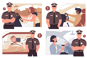 Police warning about risk, a Transportation Illustration by Flashvector