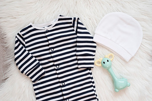 Baby Mockup. Bodysuit On White