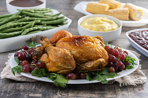 Thanksgiving rdinner on rustic wooden table, a Food & Drink Photo by etorres69