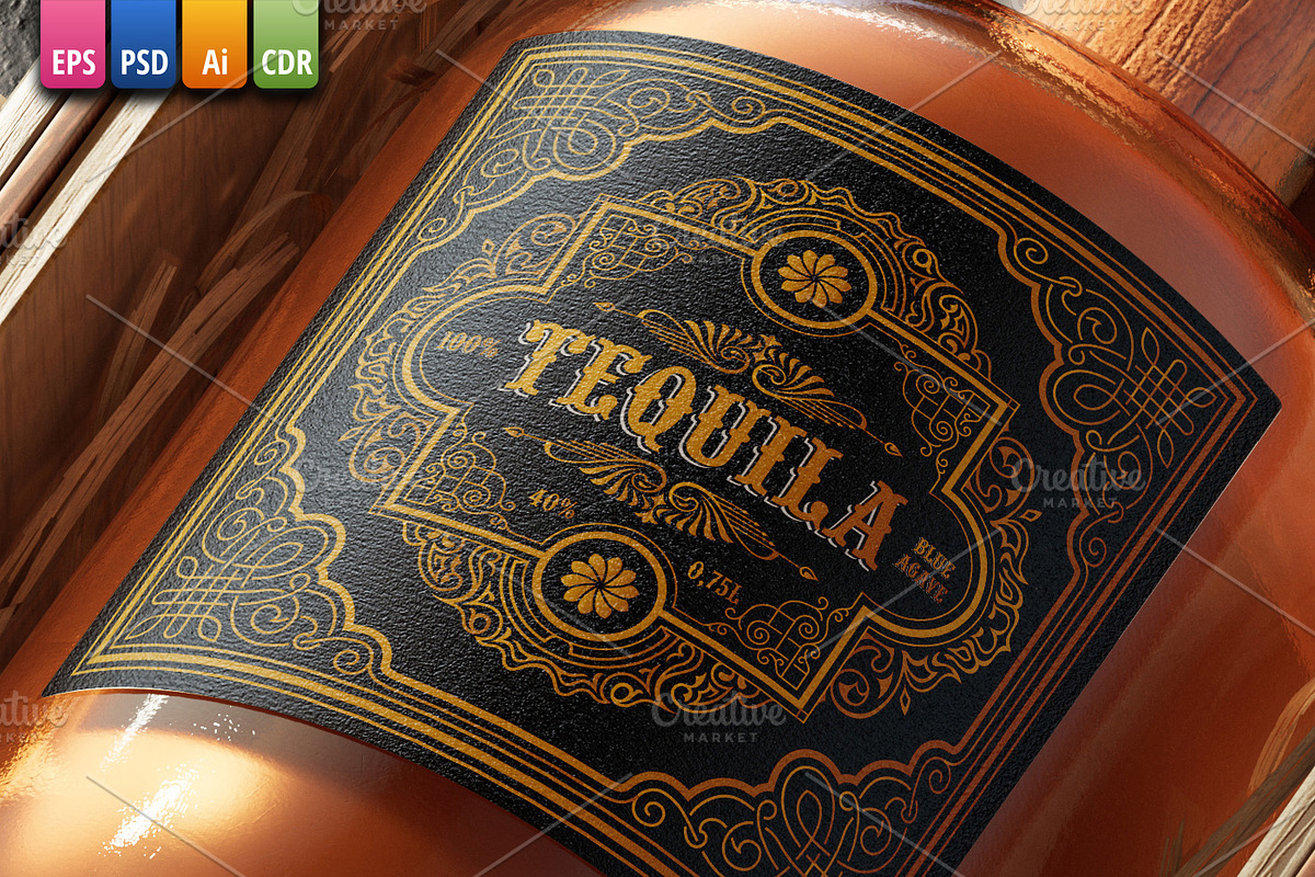 Tequila Bottle Label, a Food Illustration by Decorus Extezy (Photo 1 of 5)