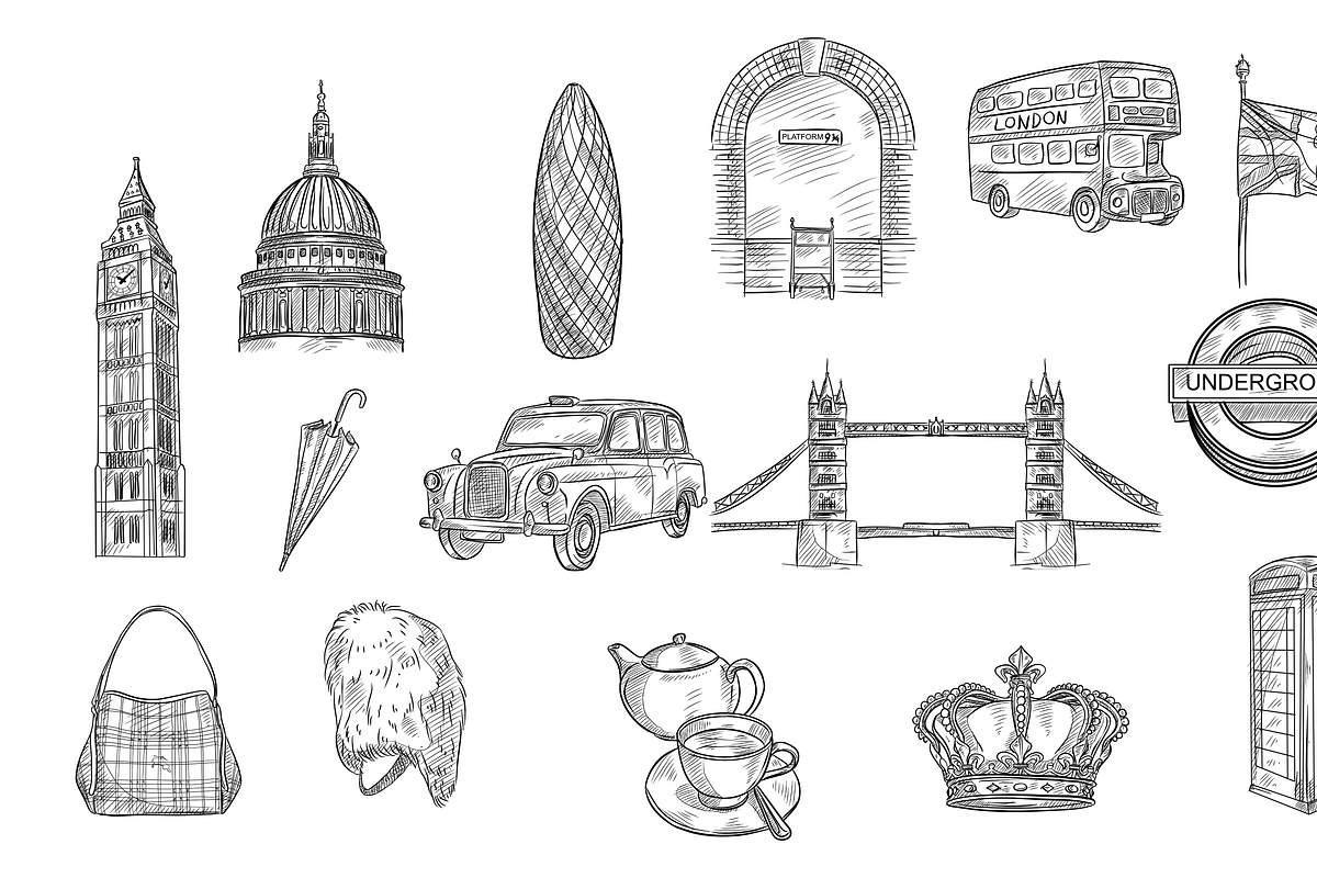 london handdrawn collection, an Object Graphic by nikagraphic