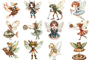 Steampunk Fairy Clipart PNG, an Illustration by Watercolor design (Thumbnail 3 of 5)