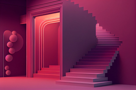 Conceptual illustration background of futuristic steps design, an Architecture Photo by New York Art Store