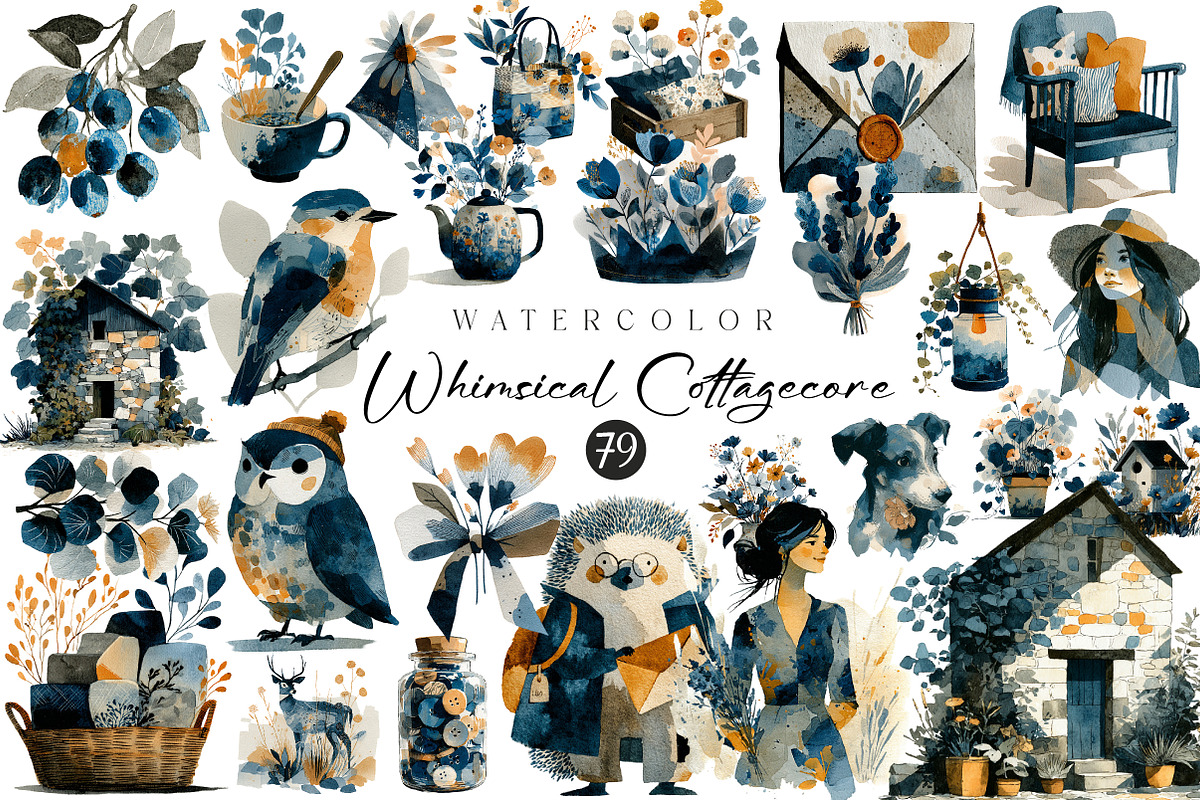 Whimsical Cottagecore Clipart, an Illustration by CreationArt (Photo 1 of 4)