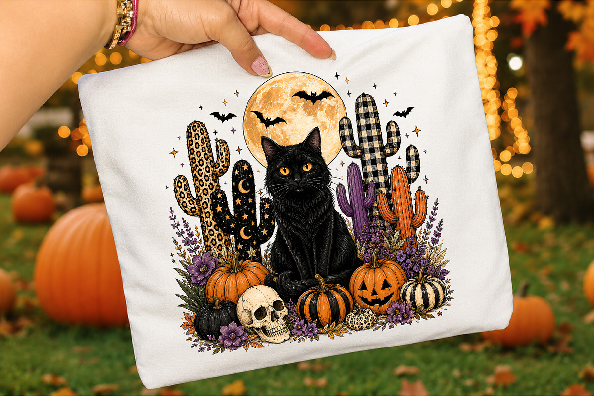 Black Cat Halloween PNG,Desert, a Seasonal Illustration by Libby Wishes (Photo 3 of 3)