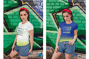 Female T-Shirt in City Mockups Vol3, a Shirt Mockup by Hi, Mock-Up! (Thumbnail 4 of 9)