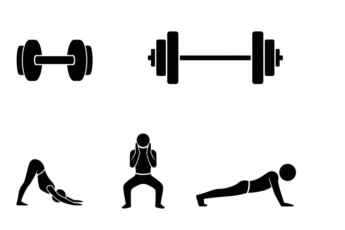 Fitness Workout Silhouette Icon Set, an Illustration by musafir_fashion (Photo 46 of 51)