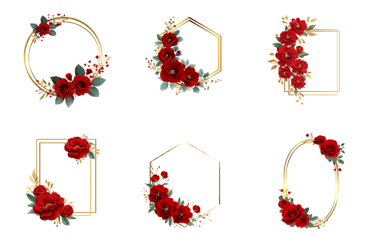 Red Rose Wedding Floral Fram, an Illustration by CreationArt (Photo 3 of 5)