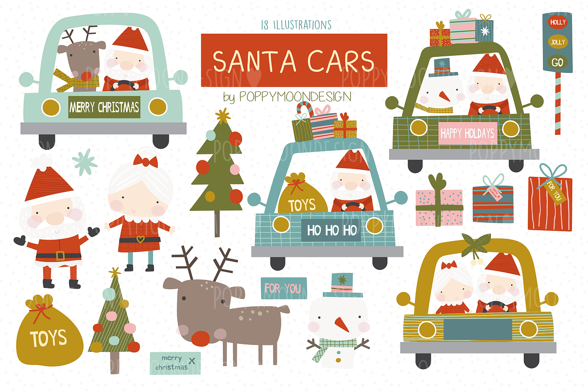 Bumper Christmas clipart set, an Animal Illustration by Poppymoondesign (Photo 7 of 12)