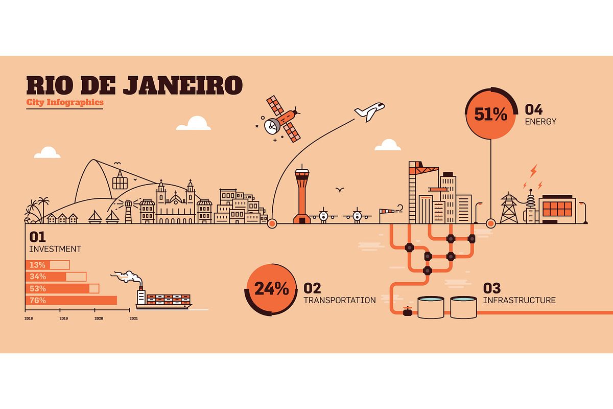 36 City Infographics - Line Style, an Outline Icon by Kursat Unsal (Photo 29 of 37)