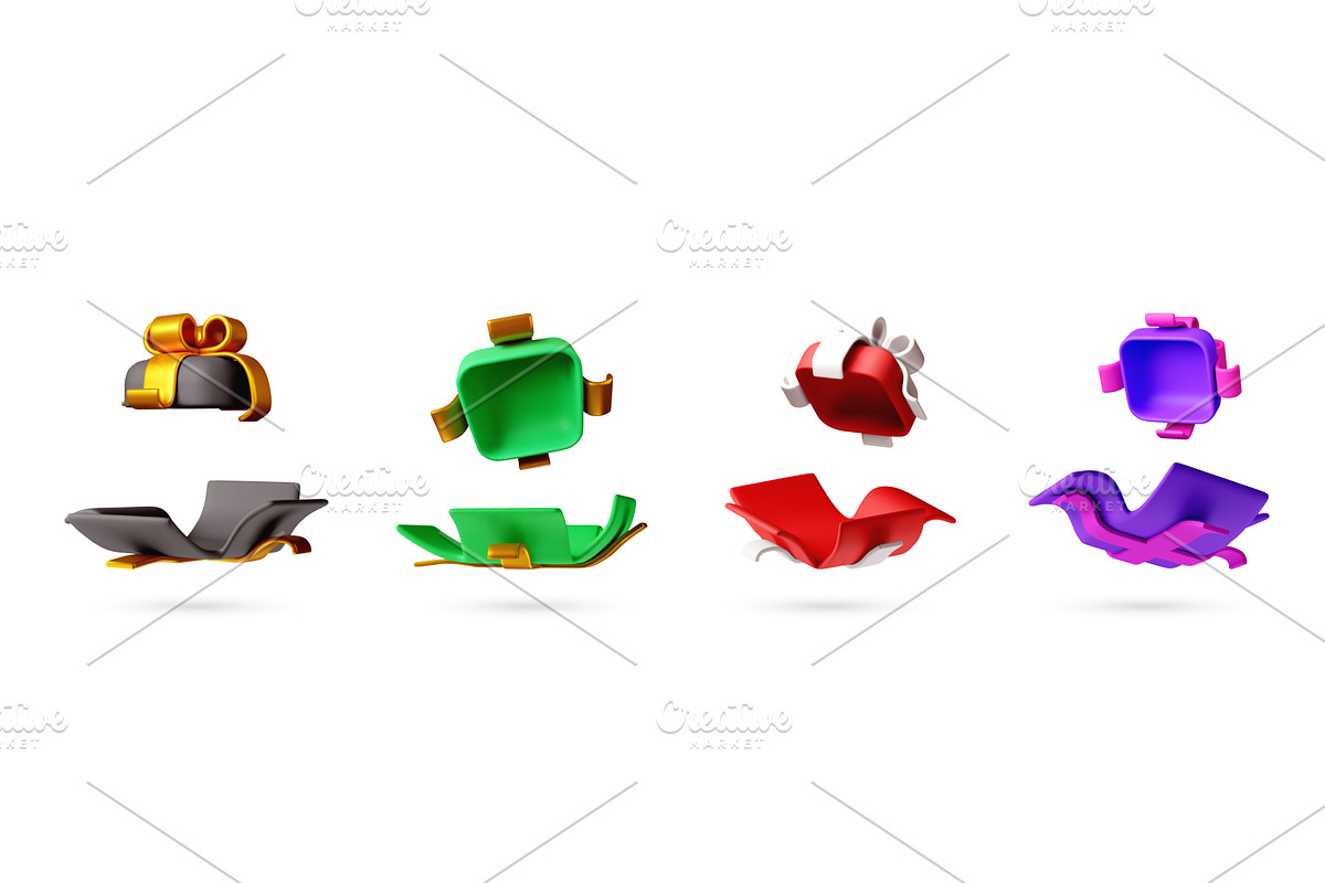 3D Several opened gift box with bow, an Object Illustration by Abscent