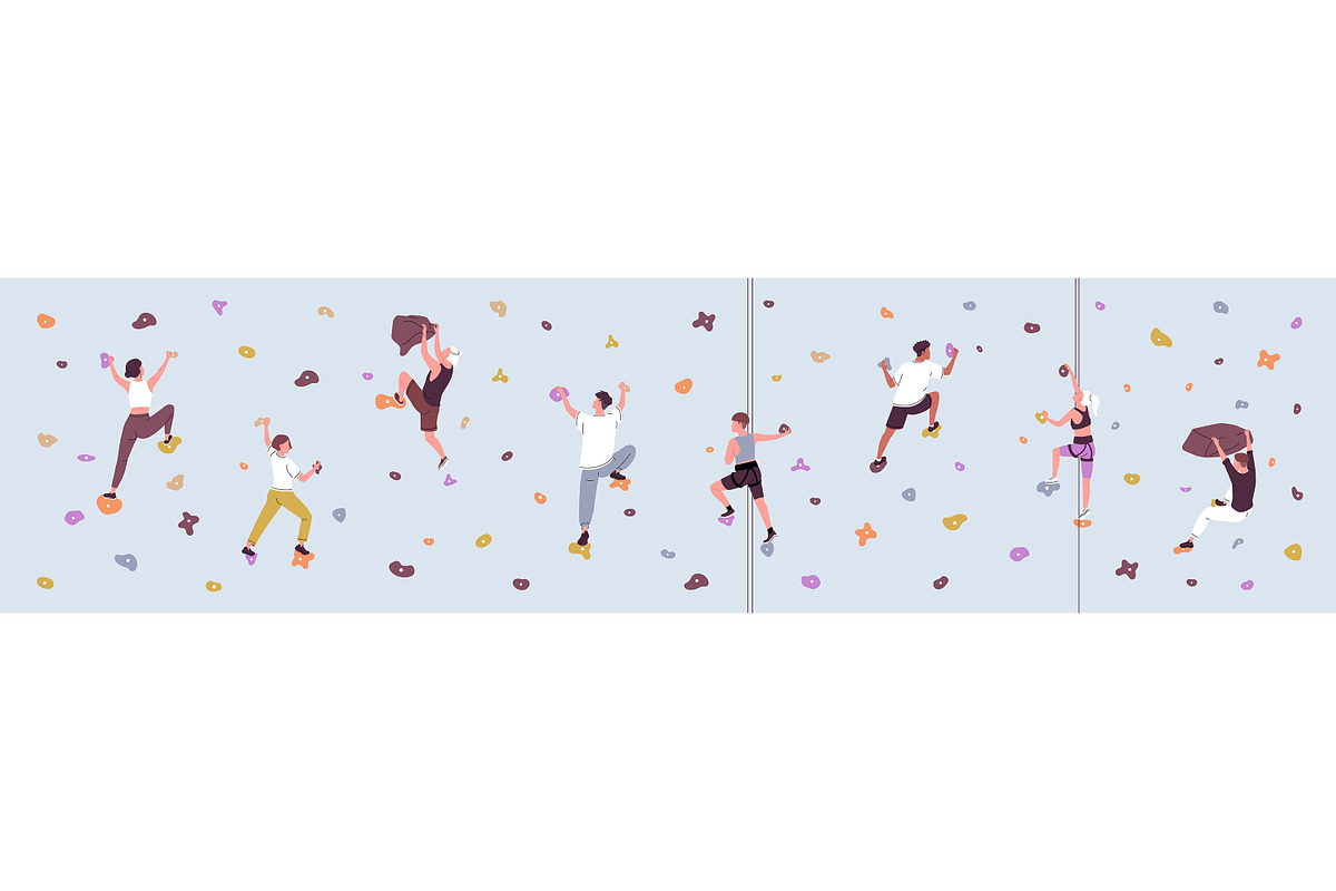 People climbing on bouldering wall, a Sport Illustration by PaperTrident (Photo 3 of 5)