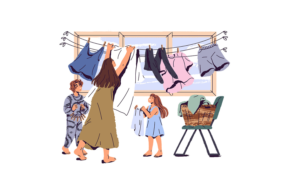 People cleaning home together set, a Person Illustration by PaperTrident (Photo 7 of 9)