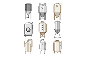 Fermentation tanks collection, an Illustration by pikepicture
