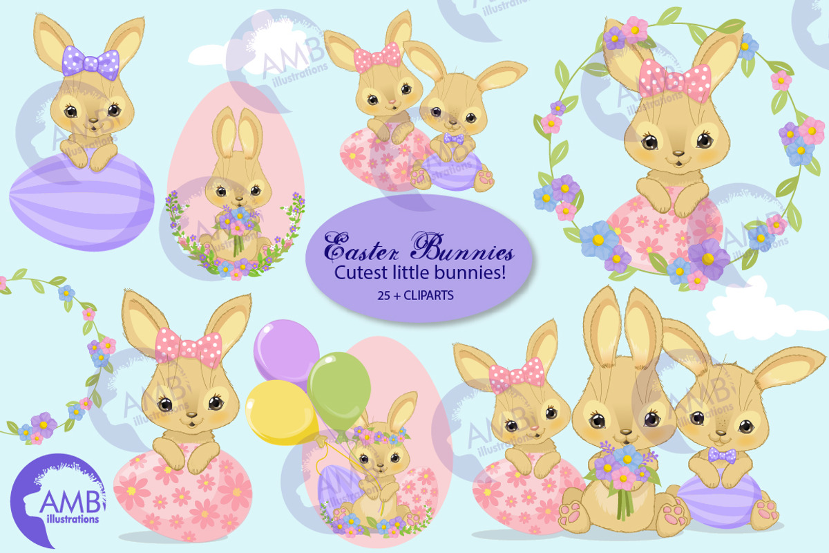 Easter Bunnies clipart AMB-2721, an Illustration by AMBillustrations (Photo 1 of 6)