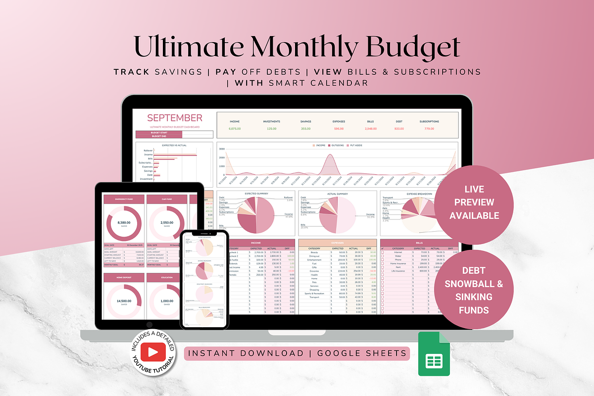 Ultimate Monthly Budget - Red, a Templates & Theme by The Creative Plans co (Photo 1 of 10)