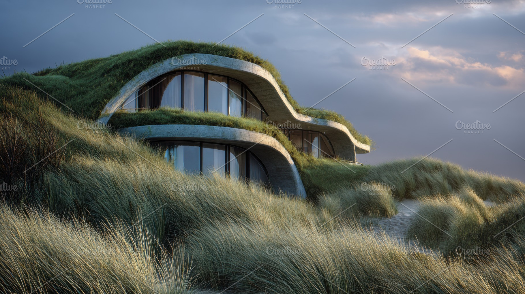Unique house built into grassy hill, a Photo by Beautiful things
