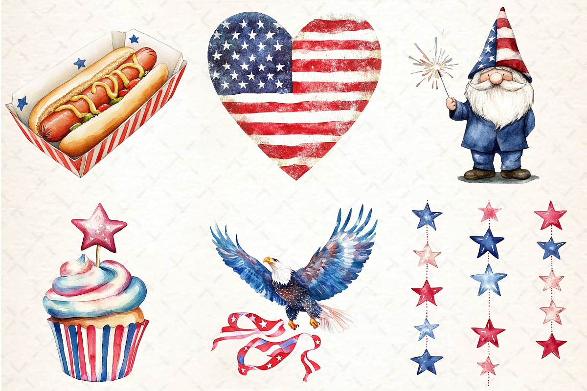 4th of July Clipart Bundle, an Illustration by DreamCafeArt (Photo 3 of 8)