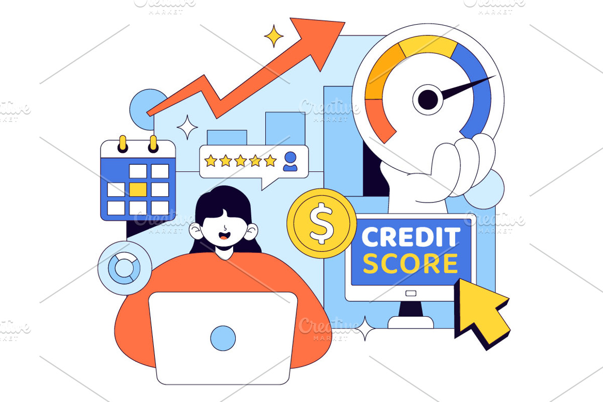 10 Credit Score Vector Illustration, a Finance Illustration by denayunebgt (Photo 4 of 4)