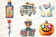 Groovy Retro Halloween Clipart, an Illustration by DreamCafeArt (Thumbnail 4 of 7)