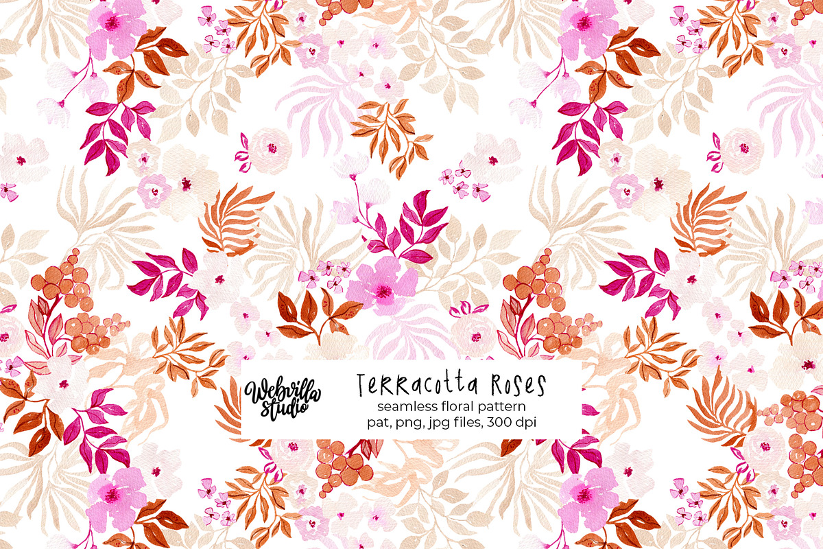 Terracota Roses Pattern, a Pattern Graphic by Webvilla Studio (Photo 1 of 6)