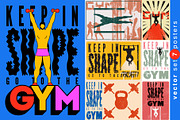 Gym vintage vector poster set., a Sport Illustration by PoPaShop (Thumbnail 1 of 8)