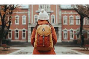 A student with a backpack and, a School & Education Photo by Sergey Kotenev