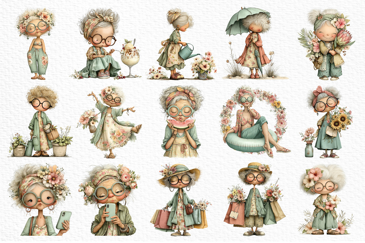Summer Funny Grandma Clipart, an Illustration by Craft Nest (Photo 6 of 12)