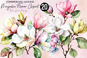 Watercolor Magnolia Flower Clipart, a Healthcare Illustration by SVGArt (Thumbnail 1 of 4)