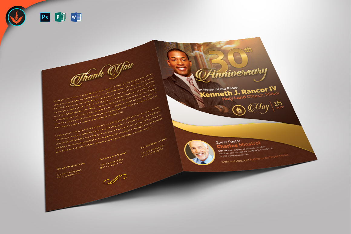 Gold Pastor's Anniversary Program, a Brochure Template by SeraphimChris
