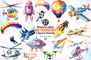 Watercolor Air Transport Clipart PNG, a Technology Illustration by Canvas Craft (Thumbnail 1 of 3)