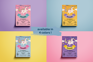 4 Unicorn Birthday Invitation- Canva