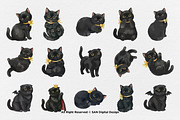 15 Bundle Watercolor Dark Cats Kiten, an Animal Illustration by Morspective (Thumbnail 8 of 8)